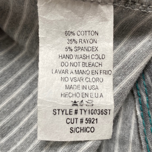 Ces Femme Exposed Seam Striped Top 💗 Gray White & Turquoise - Picture 15 of 15